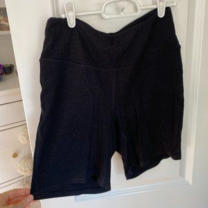 Bandier WSLY Rivington 7" black ribbed knit biker shorts w tags attached!